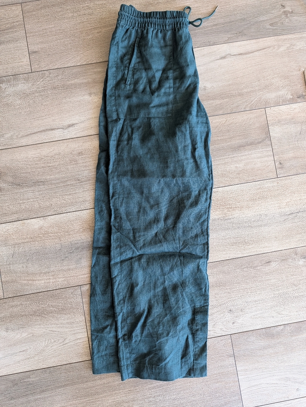 LT, Athleta Retreat Wide Leg Linen Pant, Large Tall, Teal